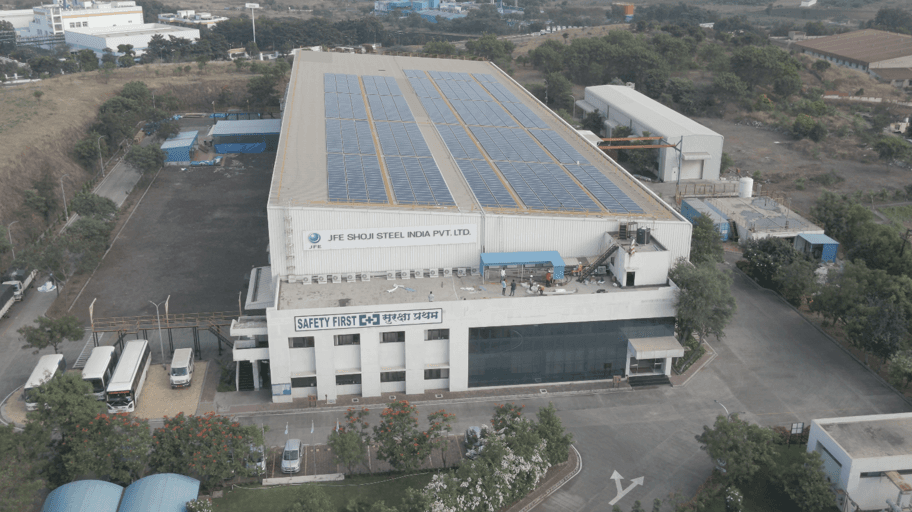 Aerial view of JFE Shoji Steel India solar power plant